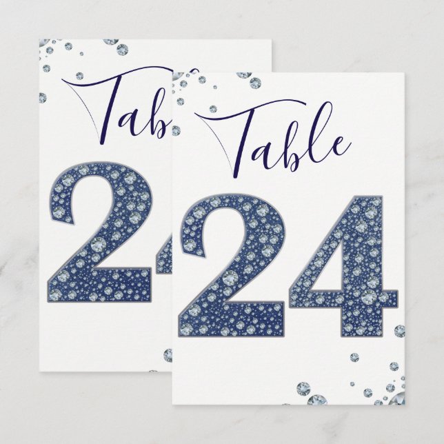 Denim & Diamonds Bling Sparkle Table Number 24 (Front/Back)