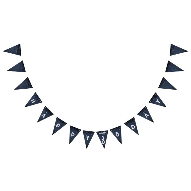 Denim Diamonds Blue Any Age Birthday Party Bunting Flags (All)