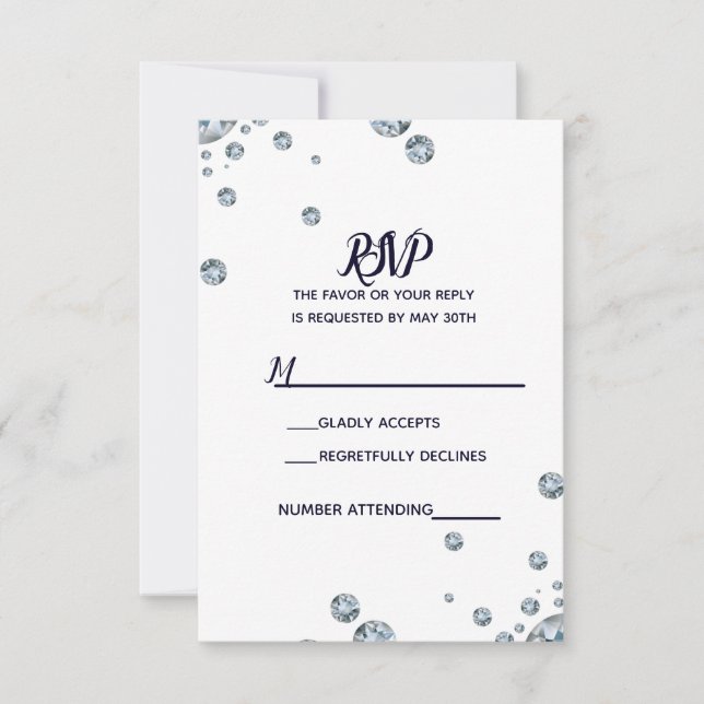 Denim & Diamonds Blue Jeans Bling Glam RSVP (Front)