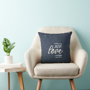Denim Diamonds Elegant Just Love Wedding Favor Throw Pillow