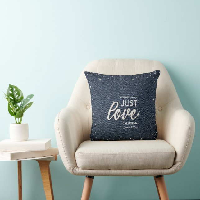 Denim Diamonds Elegant Just Love Wedding Favour Throw Pillow (Chair)