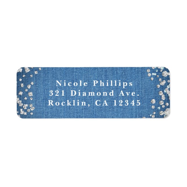 Denim & Diamonds Glam Scattered Bling Invitation (Front)