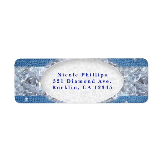 Denim & Diamonds Glam Scattered Bling Invitation (Front)