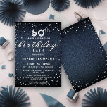 Denim Diamonds Glitter Modern 60th Birthday Party Invitation<br><div class="desc">A simple,  modern,  elegant and chic birthday party invitation template featuring a blue denim background,  the word BIRTHDAY covered in white diamonds (simulated,  not real diamonds) and in modern calligraphy script,  and typography in white. A chic "denim and diamonds" design for a woman on her 60th birthday!</div>