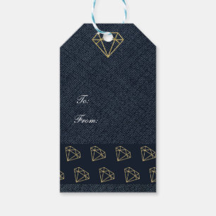 Denim & Diamonds Gold & Blue Glam Party Gift Tags