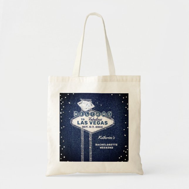 Denim Diamonds Las Vegas Trip Bachelorette Party Tote Bag (Front)