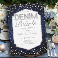 Denim Diamonds Pearls Frame Elegant Wedding Shower