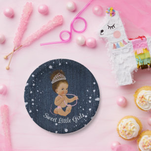 Denim & Diamonds Princess Baby Paper Plate