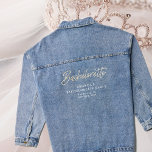 Denim Diamonds Rhinestones Custom Bachelorette  Denim Jacket<br><div class="desc">An exclusive denim jacket tailored for the soon-to-be bride and her pre-wedding celebrations. Sparkling with 'Bachelorette' in rhinestone letters,  it offers customizable space for her name,  location,  and significant dates,  adding a personal touch to this stylish memento.</div>