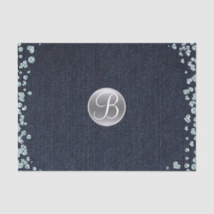 Denim Diamonds Sparkle Glam Monogram Initial Tissue Paper