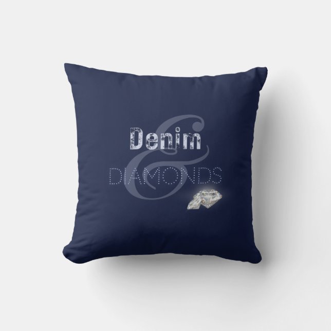 Denim & diamonds   throw pillow (Front)