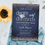 Denim Diamonds Typography Chic 30th Birthday Party Invitation<br><div class="desc">A modern,  elegant and chic birthday party invitation with a denim and diamonds theme. It features a denim background,  custom letters for the word "denim" and typography in white. A chic "denim and diamonds" design for a woman on her thirtieth birthday!</div>