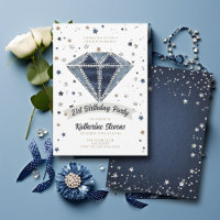 Denim Diamonds White Blue Glitter 21st Birthday