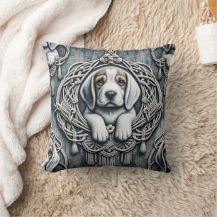  Denim & Dogs 5 Throw Pillow