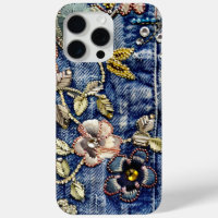 Denim Dreamland Flourish: Rhinestone-Enhanced Blue