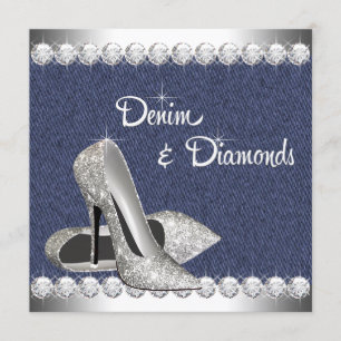 Denim et Diamonds Invitations de fête d'anniversai