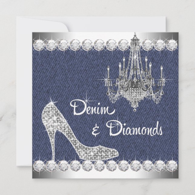 Denim et Diamonds Invitations de fête d'anniversai (Devant)