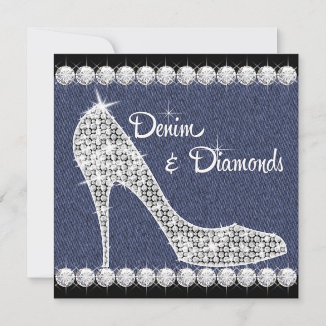 Denim et Diamonds Invitations de fête d'anniversai (Devant)