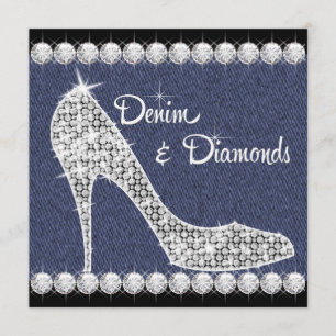 Denim et Diamonds Invitations de fête d'anniversai