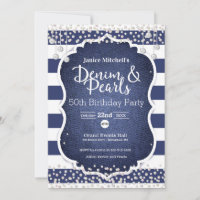 Denim et Pearls Invitation d'anniversaire