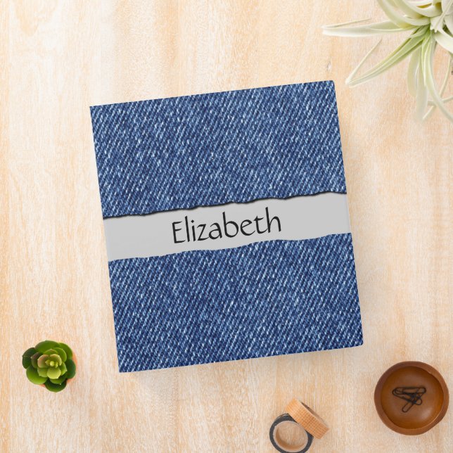 Denim Fabric, Denim Texture, Blue Denim, Your Name Binder (In Situ)