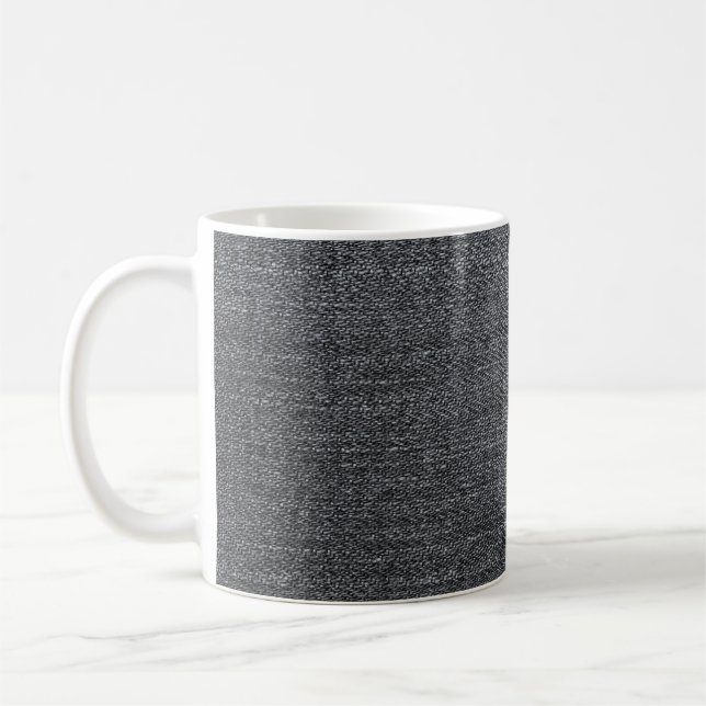 Denim fabric texture blue trouser coffee mug (Left)