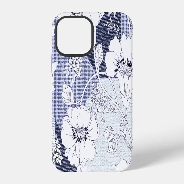 Denim flower patchwork, seamless pattern. iPhone case (Back)