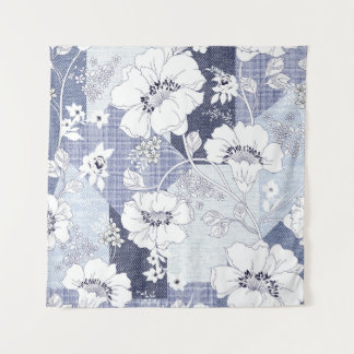 Denim flower patchwork, seamless pattern. tapestry
