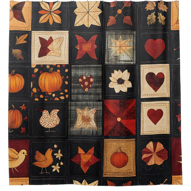 Denim Folk Art Quilt Pattern | Rustic Autumn Patch (Front)