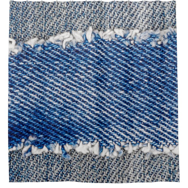 Denim frame. Ripped denim fabric with fringe edge  (Front)