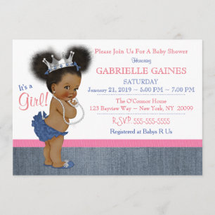 Denim Girl Baby Shower Invitation Personalized