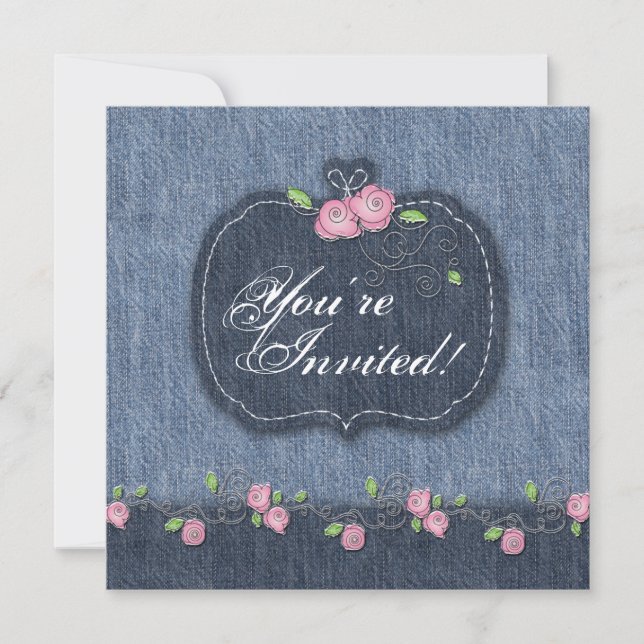Denim in Rose Faire-part de mariage Ouest (Devant)
