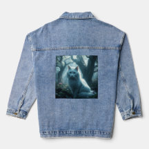 Denim Jacket chat blanc sur le dos