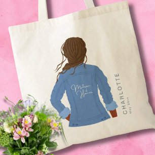 Denim Jacket Dark Hair & Skin Matron of Honour Tote Bag