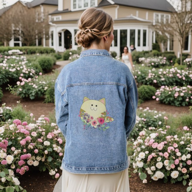 Denim Jacket Floral Cat  (Wedding Back)