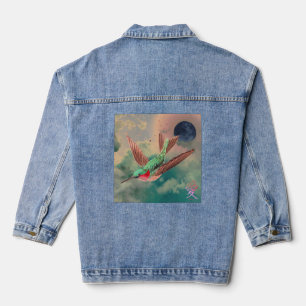 DENIM JACKET HUMMINGBIRD WITH NIGHT SKY BLACK MOON