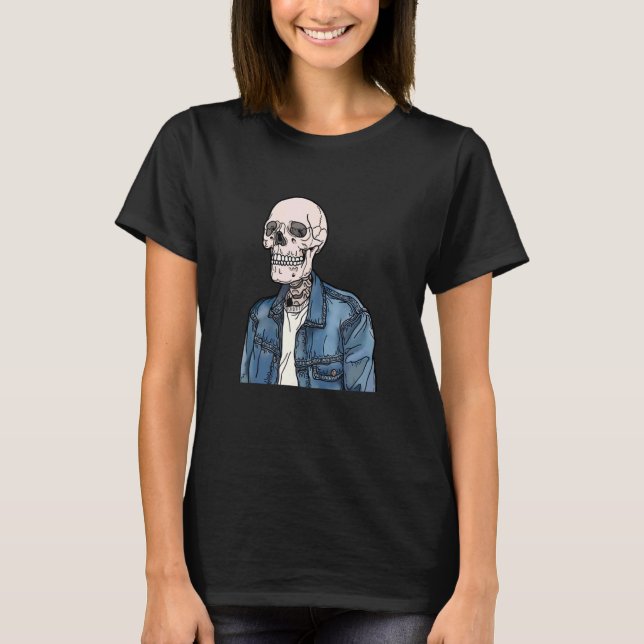 Denim Jacket Vintage Skull T-Shirt (Front)