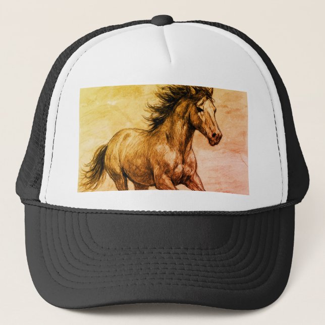 Denim Jacket ,wild horse Trucker Hat (Front)