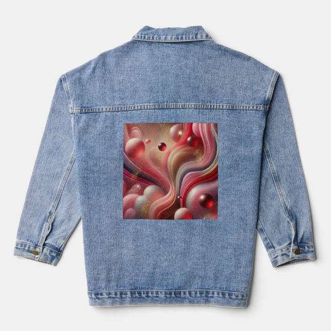 Denim Jacket with Abstract Art Patch (Back)