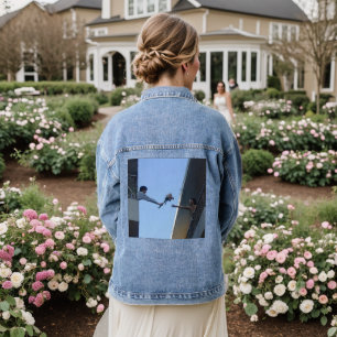 Denim Jacket with Modern Artistic Print 