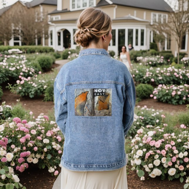 DENIM JACKET with "NOT EASY"  (Wedding Back)