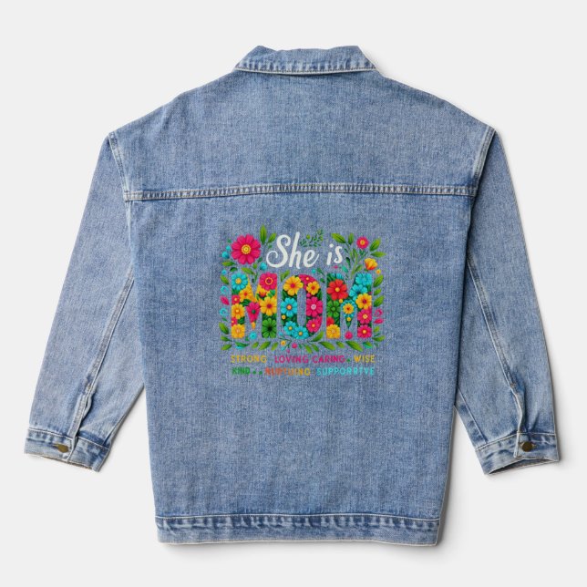 Denim Jacket with She Is Mom  (Back)