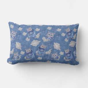 Denim Jean pockets,Kittens and Lace Lumbar Pillow
