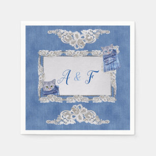Denim Jean pockets,Kittens and Lace Napkin