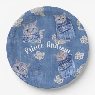 Denim Jean pockets,Kittens and Lace Paper Plate