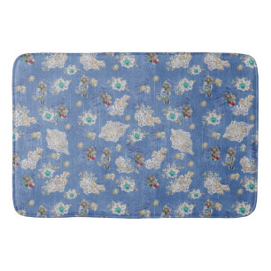 Denim Jean pockets,Kittens and Lace Repeat Pattern Bath Mat