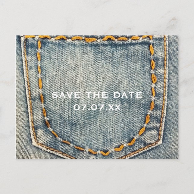 Denim Jean Stitched Pocket Custom Postcard (Front)