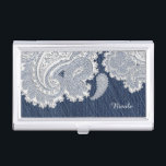 Denim Jean & White Lace Business Card Holder<br><div class="desc">Denim Jean & White Lace Business Card Holder. Customize with any text or leave it blank.</div>