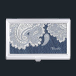 Denim Jean & White Lace Business Card Holder<br><div class="desc">Denim Jean & White Lace Business Card Holder. Customize with any text or leave it blank.</div>