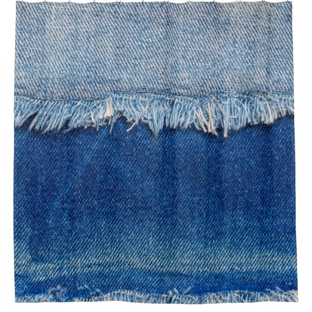 Denim jeans background. Ripped denim fabric with b (Front)